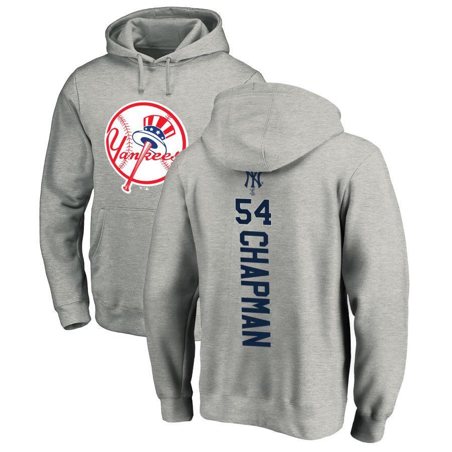 Copy of #54 CHAPMAN Men's New York Yankees Ash Personalized Backer Pullover Hoodie