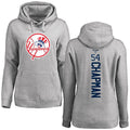 #54 CHAPMAN Women's New York Yankees Ash Personalized Backer Pullover Hoodie