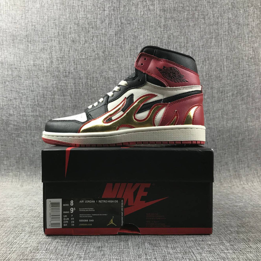 Retro Basketball Shoe 1 Fire Bred Black Toe Limited AJ1