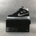 Retro Basketball Shoe 1 Mid Black White With Orange Swooh AJ1