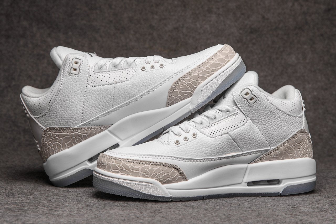 Retro Basketball Shoe 3 White Grey Cement AJ3
