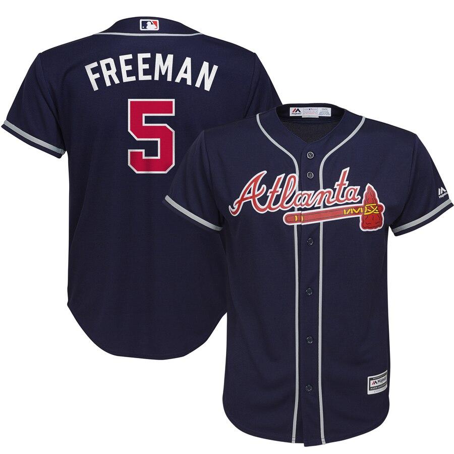 Freeman 5 Atlanta Braves Youth Navy Official Cool Base Player Jersey