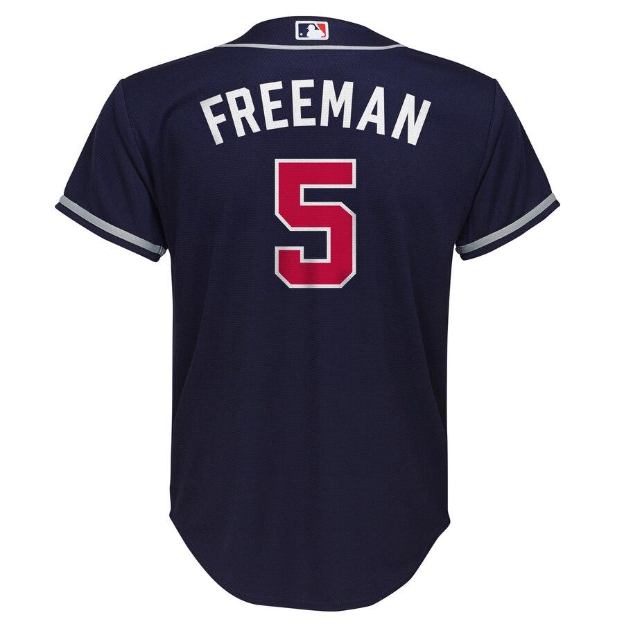 Freeman 5 Atlanta Braves Youth Navy Official Cool Base Player Jersey