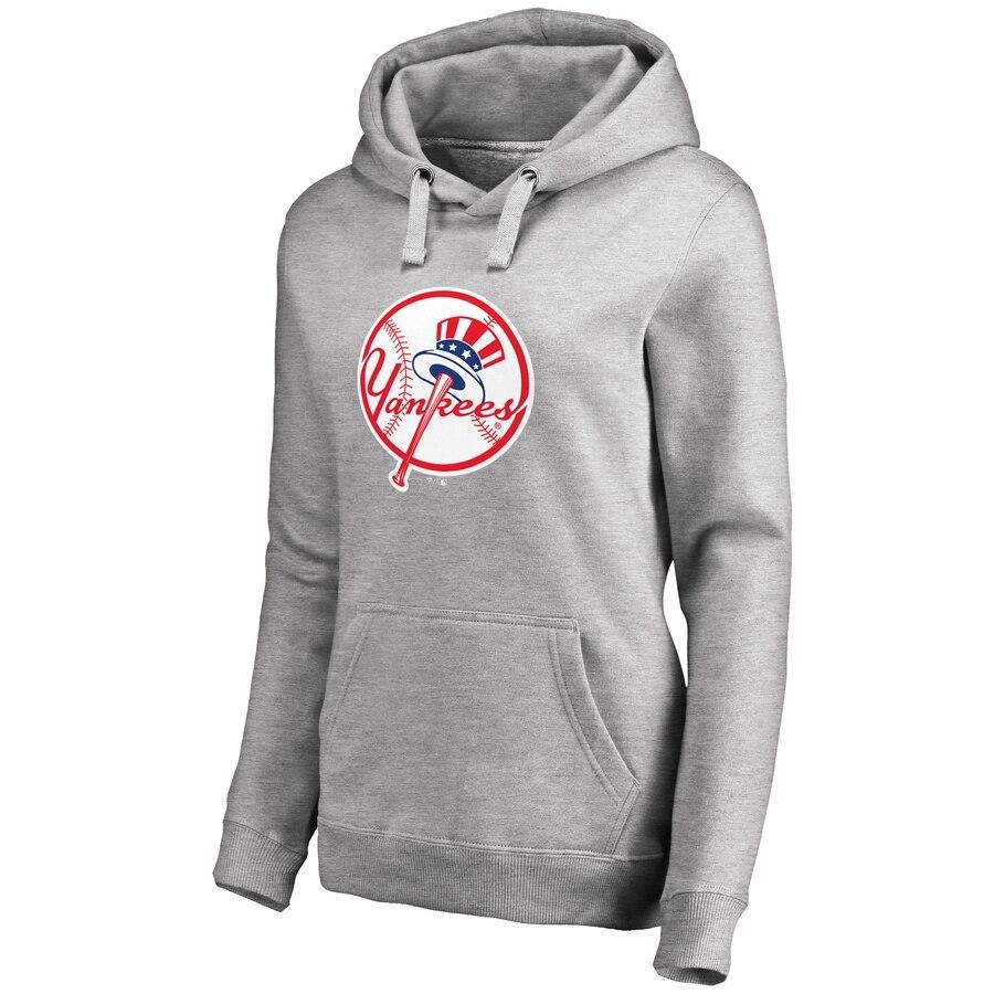 #85 CESSA Women's New York Yankees Ash Personalized Backer Pullover Hoodie