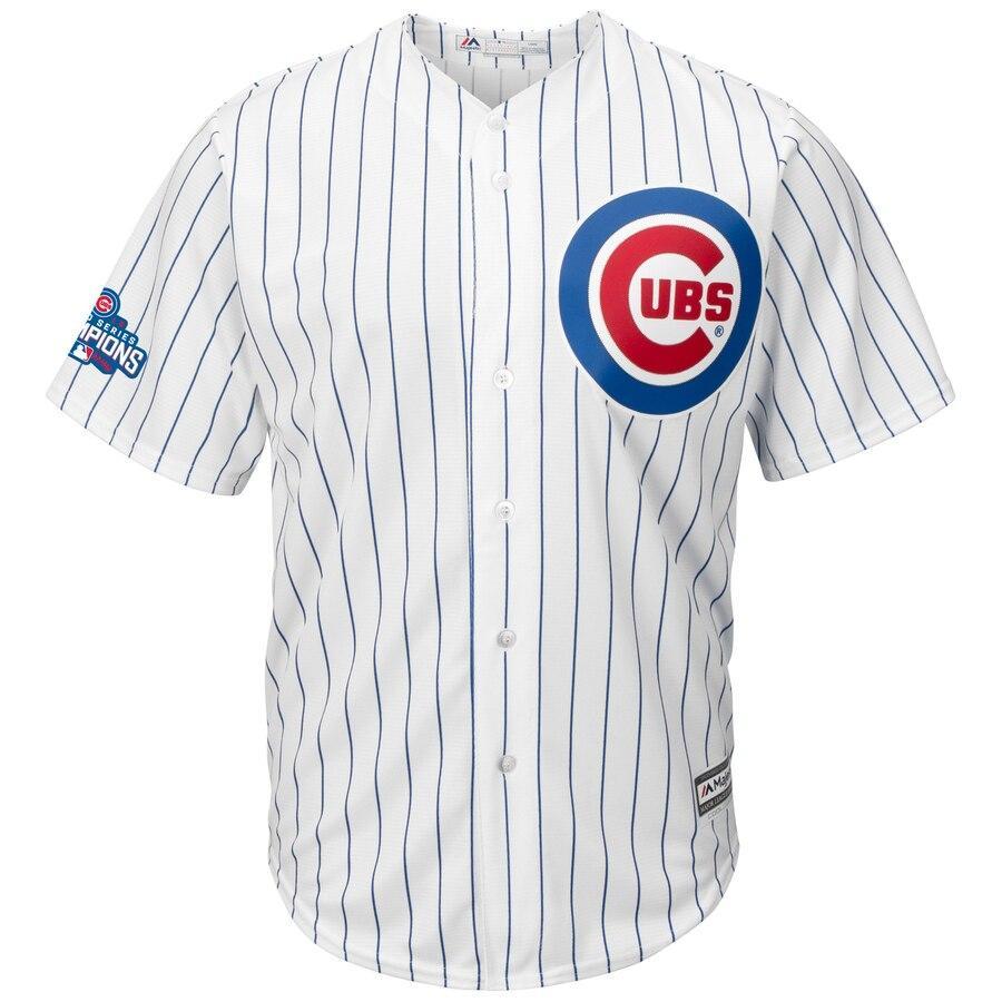 Men's Chicago Cubs Javier Baez Majestic White Home 2016 World Series Champions Team Logo Patch Player Jersey
