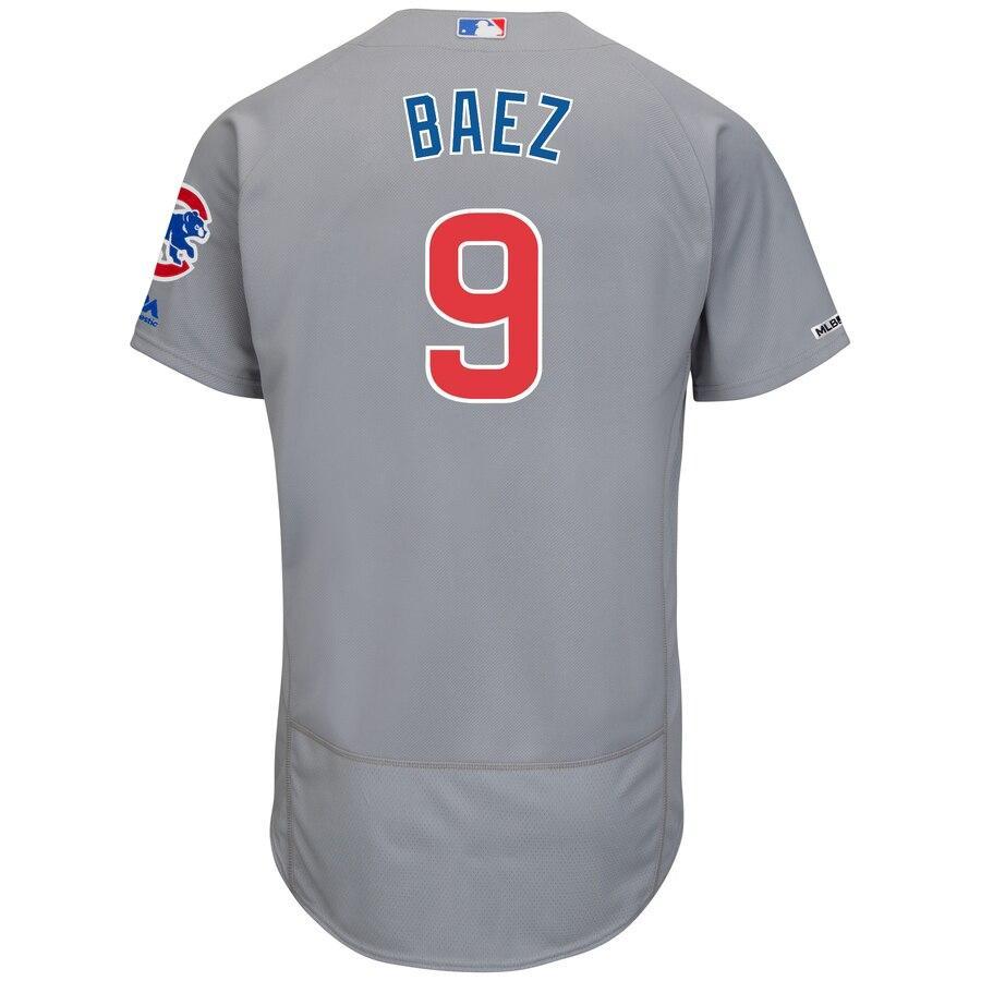 Men's Chicago Cubs Javier Baez Majestic White/Royal Home Authentic Collection Flex Base Player Jersey