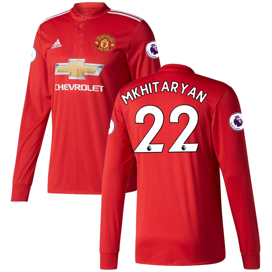 Mkhitaryan 2017/18 Home Replica Patch Long Sleeve Jersey - Red