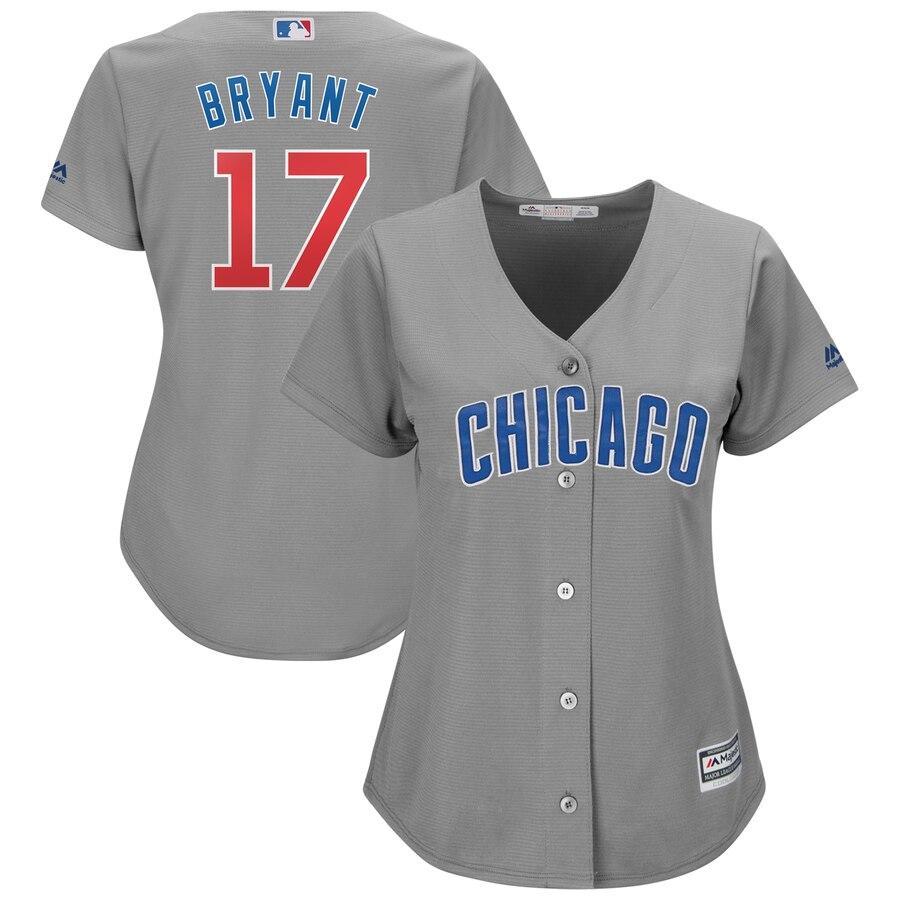 Kris Bryant 17 Chicago Cubs Women's Gray Cool Base Replica Player Jersey