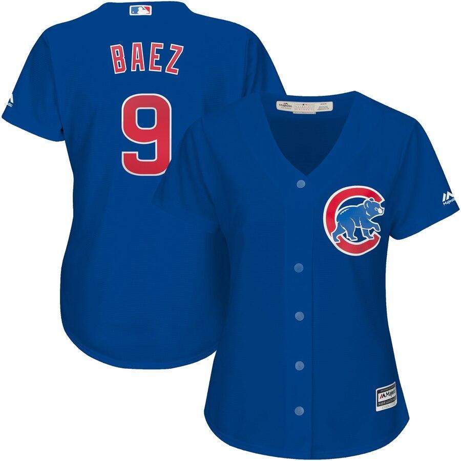 Women's Chicago Cubs Javier Baez Majestic White Cool Base Player Jersey