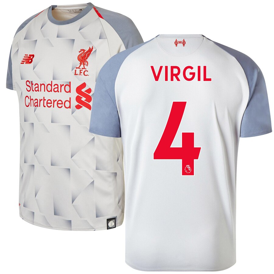 Virgil Van Dijk New Balance Youth 2018/19 Third Replica Player Jersey – Gray