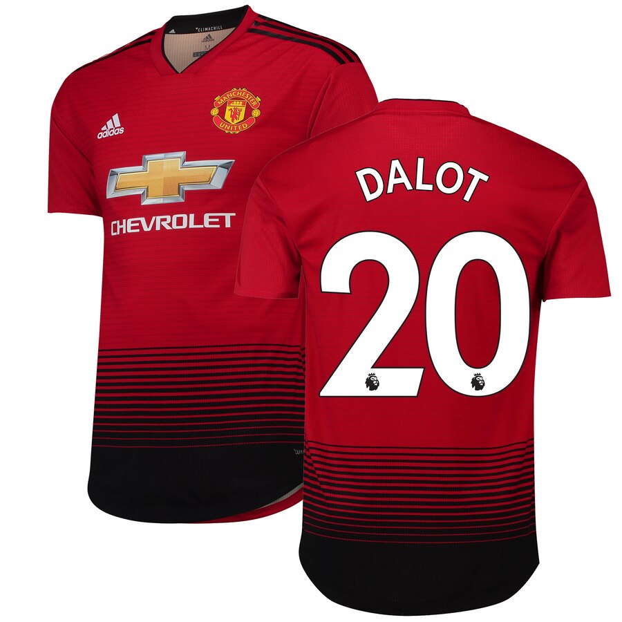 Diogo Dalot 18/19 Home Authentic Jersey – Red