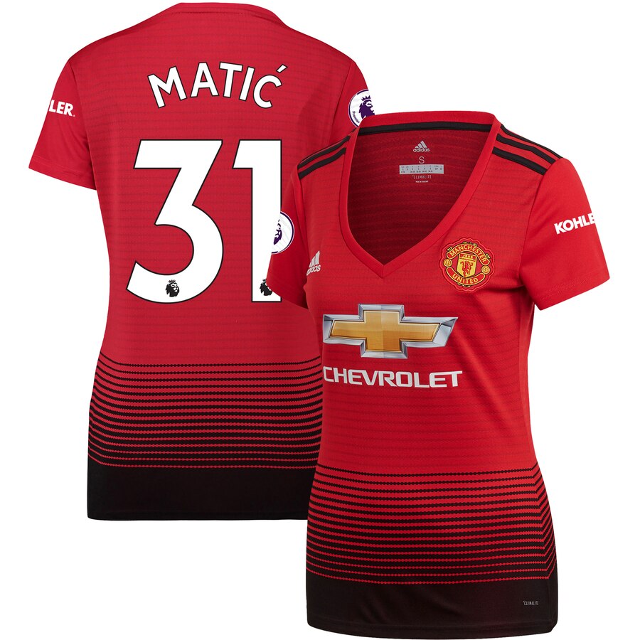 Nemanja Matic Women's 18/19 Home Replica Jersey – Red