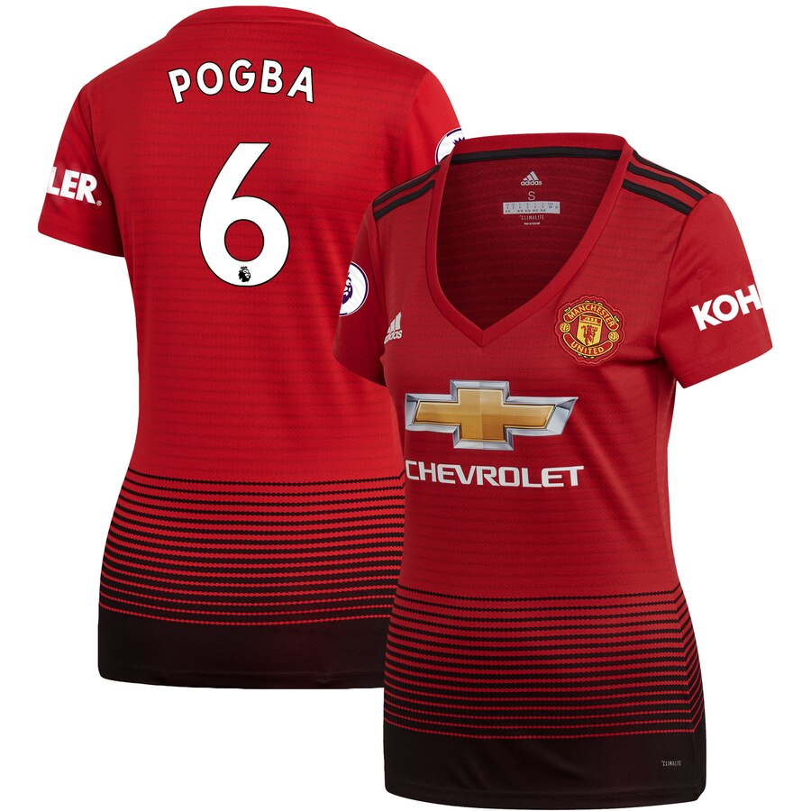 Paul Pogba Women's 18/19 Home Replica Jersey – Red