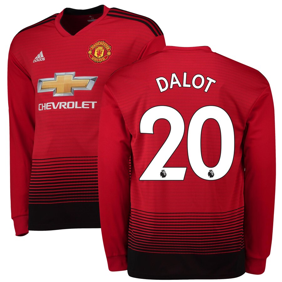 Diogo Dalot 18/19 Home Long Sleeve Jersey – Red