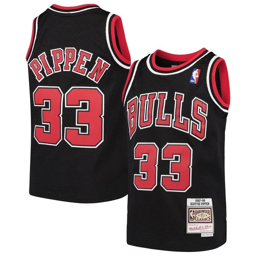 Scottie Pippen Chicago Bulls Youth Hardwood Classics Swingman Throwback Jersey – Black