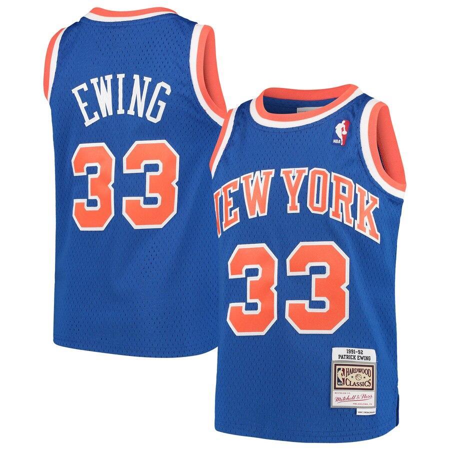 Patrick Ewing New York Knicks Youth Hardwood Classics Swingman Throwback Jersey – Blue