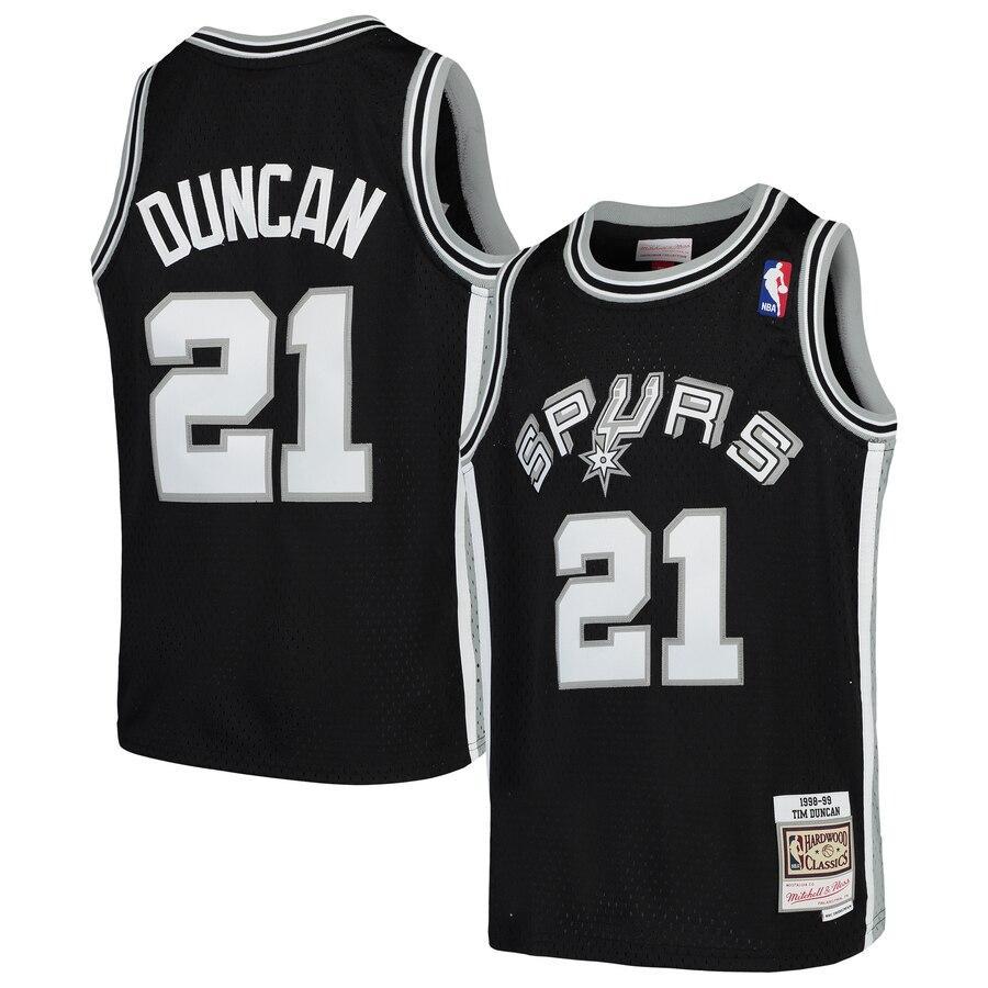 Tim Duncan San Antonio Spurs Youth Swingman Throwback Jersey – Black