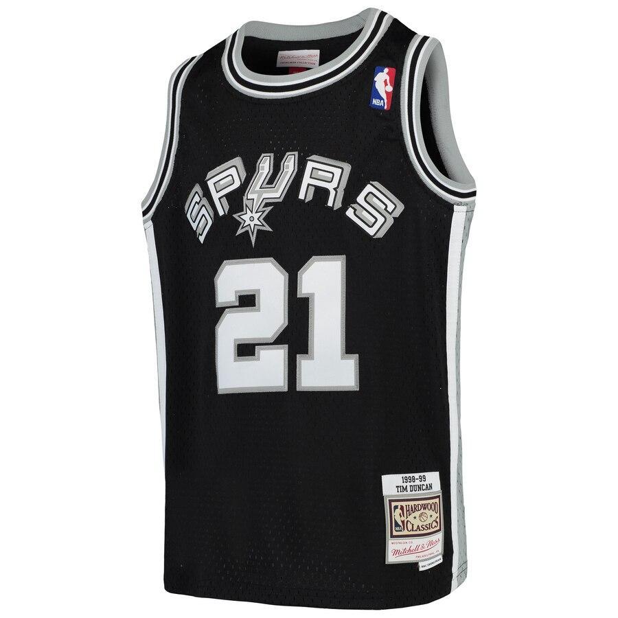 Tim Duncan San Antonio Spurs Youth Swingman Throwback Jersey – Black