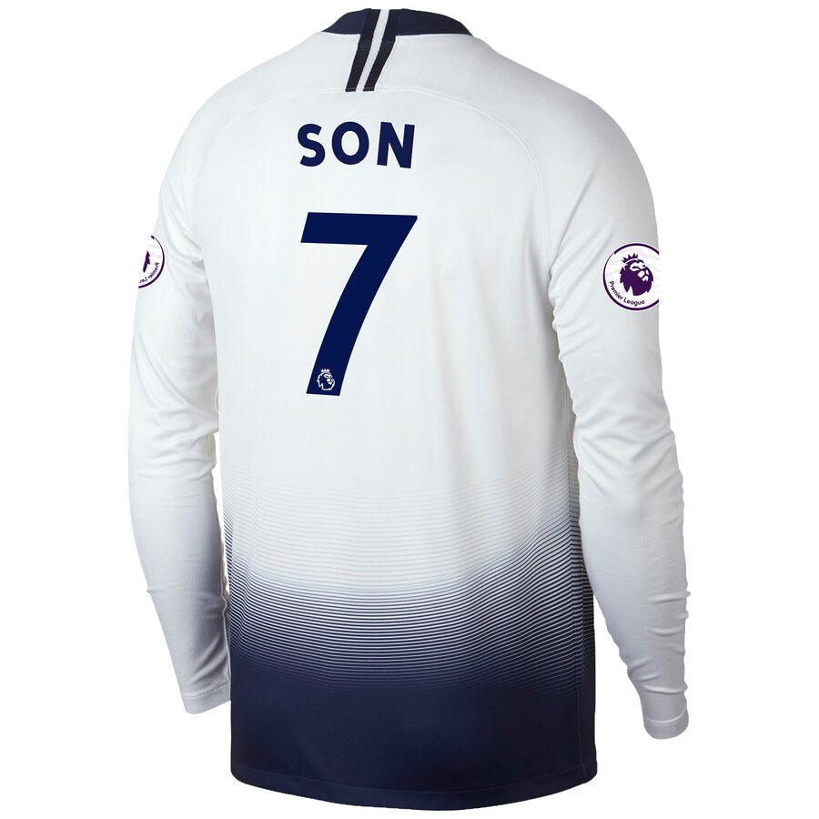Son Heung-min Fanatics Branded 2018/2019 Home Replica Long Sleeve Jersey – White