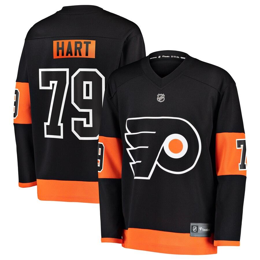 Carter Hart 79 Philadelphia Flyers Youth Black Alternate Replica Player Jersey