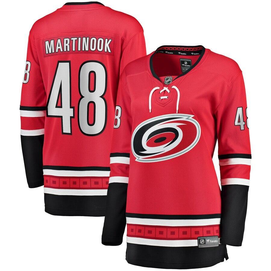 Martinook Carolina Hurricanes Branded Women's Home Breakaway Player Jersey – Red