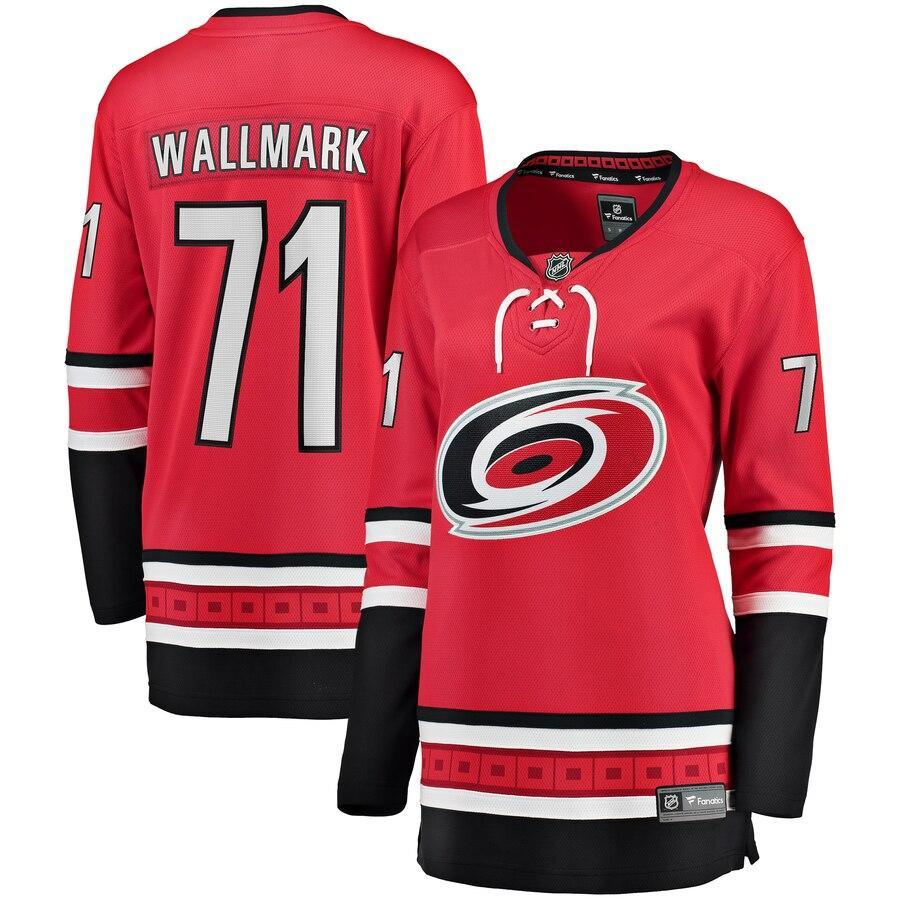 Lucas Wallmark Carolina Hurricanes Branded Women's Home Breakaway Player Jersey – Red