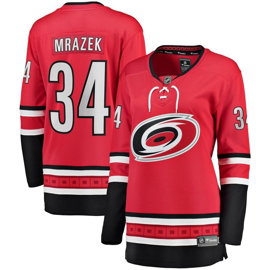 Petr Mrazek Carolina Hurricanes Branded Women's Home Breakaway Player Jersey – Red