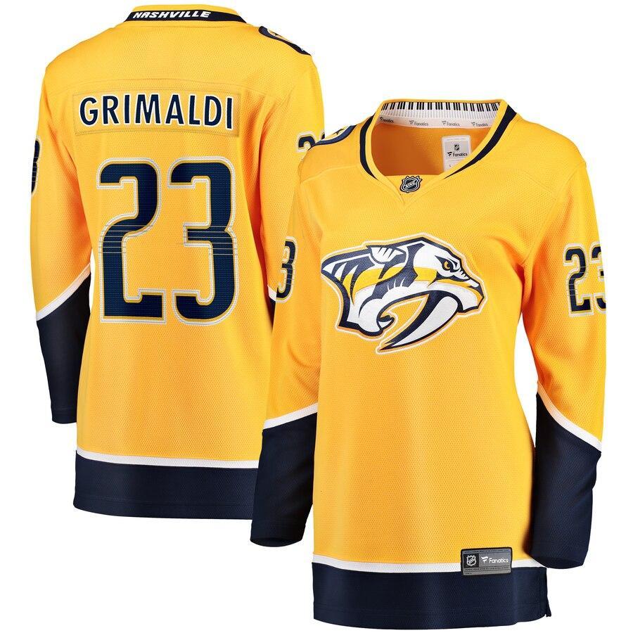Rocco Grimaldi Nashville Predators Branded Women's Home Breakaway Player Jersey – Gold