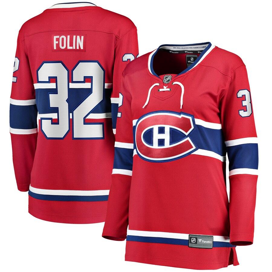 Christian Folin 32 Montreal Canadiens Women's Red Home Breakaway Player Jersey