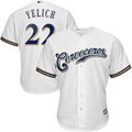 Christian Yelich 22 Milwaukee Brewers White Home Hispanic Heritage Cool Base Player Jersey