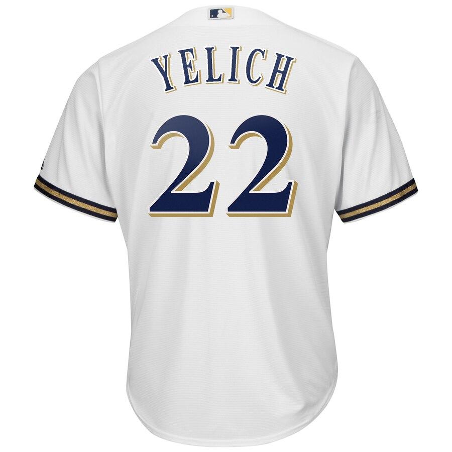 Christian Yelich 22 Milwaukee Brewers White Home Hispanic Heritage Cool Base Player Jersey
