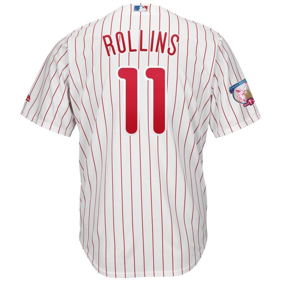 Jimmy Rollins 11 Philadelphia Phillies White/Red Home Retirement Cool Base Player Jersey