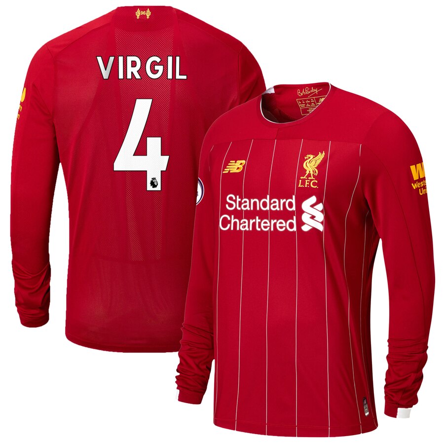 Virgil Van Dijk New Balance Youth 2019/20 Home Replica Player Long Sleeve Jersey – Red