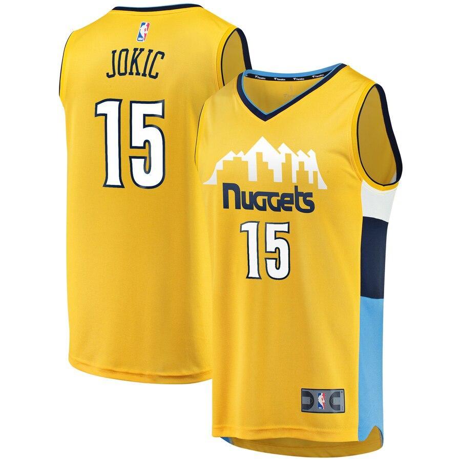 Nikola Jokic Denver Nuggets Gold Fast Break Replica Jersey - Statement Edition