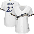 Christian Yelich 22 Milwaukee Brewers Women's White Plus Size Home Cool Base Player Jersey