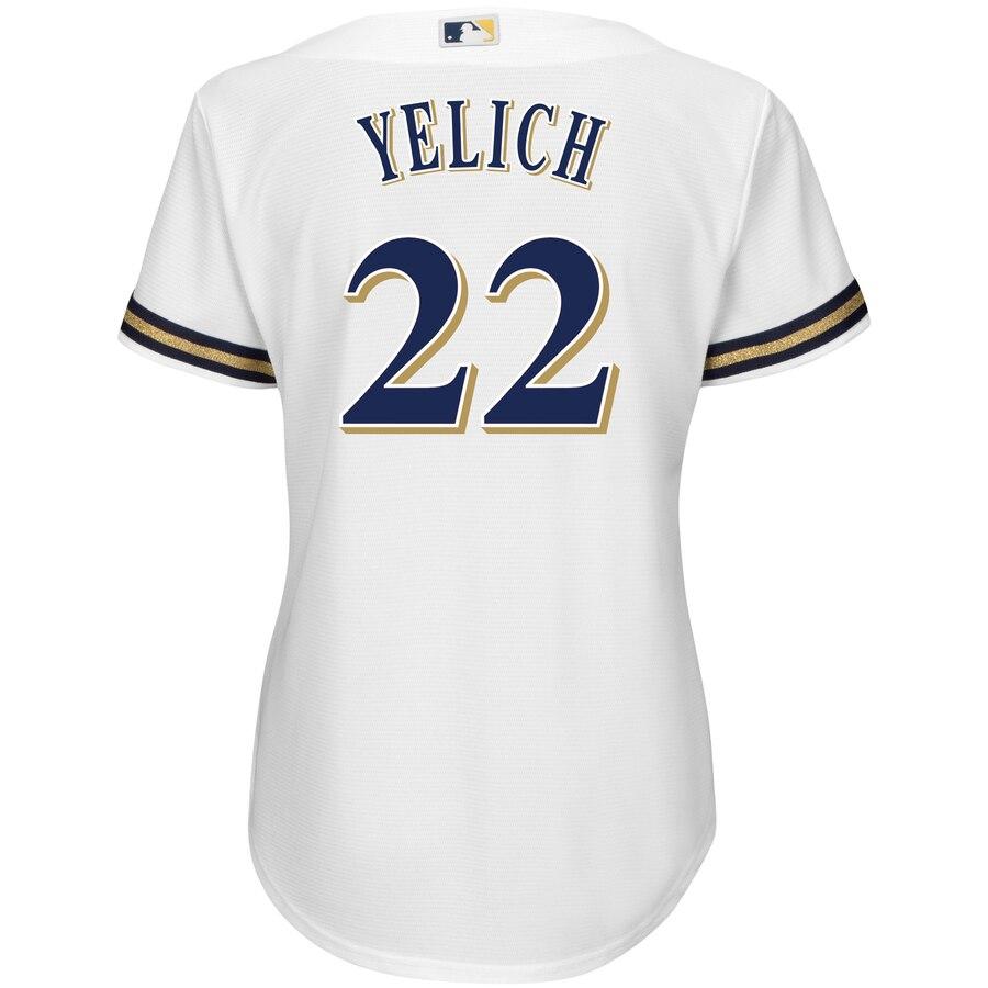 Christian Yelich 22 Milwaukee Brewers Women's White Plus Size Home Cool Base Player Jersey