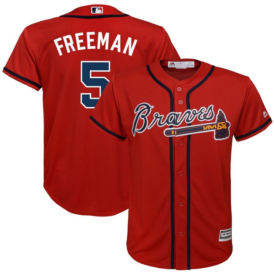 Freeman 5 Atlanta Braves Youth Navy Official Cool Base Player Jersey