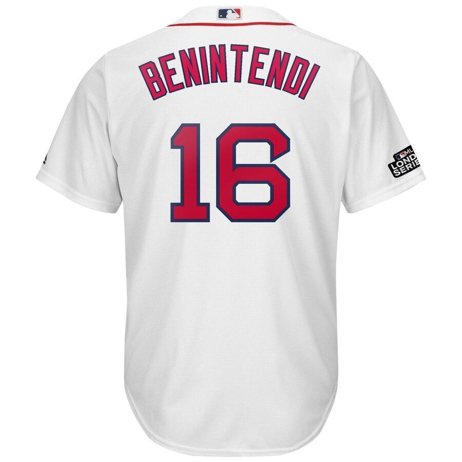 Andrew Benintendi 16 Boston Red Sox White 2019 London Series Cool Base Player Jersey