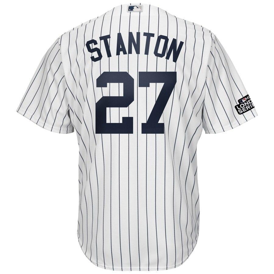 Giancarlo Stanton 27 New York Yankees White/Navy 2019 London Series Cool Base Player Jersey