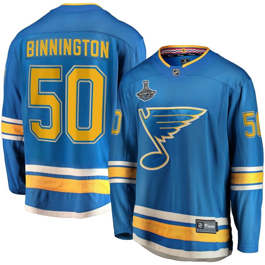 Binnington St. Louis Blues Blue 2019 Stanley Cup Champions Alternate Breakaway Player Jersey