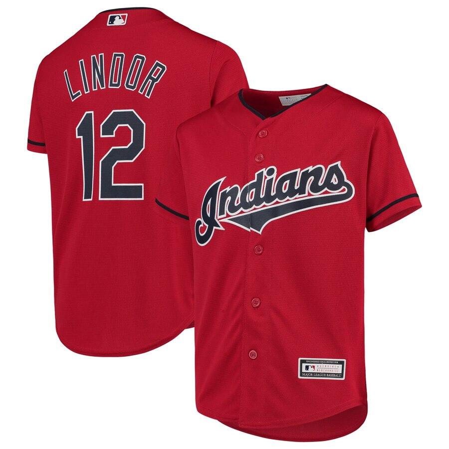 Lindor 12 Cleveland Indians Youth White Home Replica Player Jersey