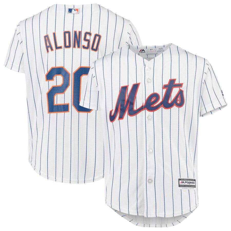Pete Alonso New York Mets Youth White/Royal Home Official Cool Base Player Jersey