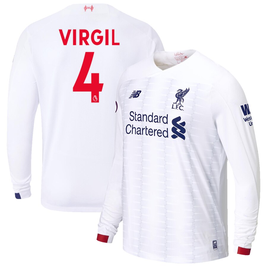 Virgil Van Dijk New Balance 2019/20 Away Replica Long Sleeve Player Jersey – White
