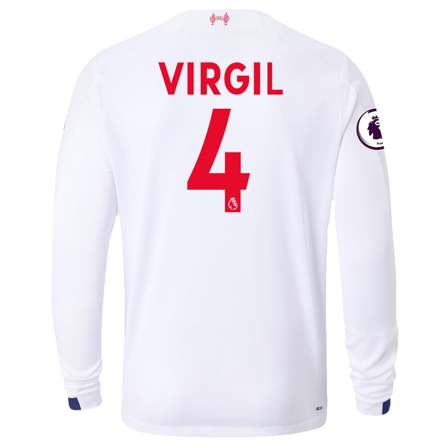 Virgil Van Dijk New Balance 2019/20 Away Replica Long Sleeve Player Jersey – White