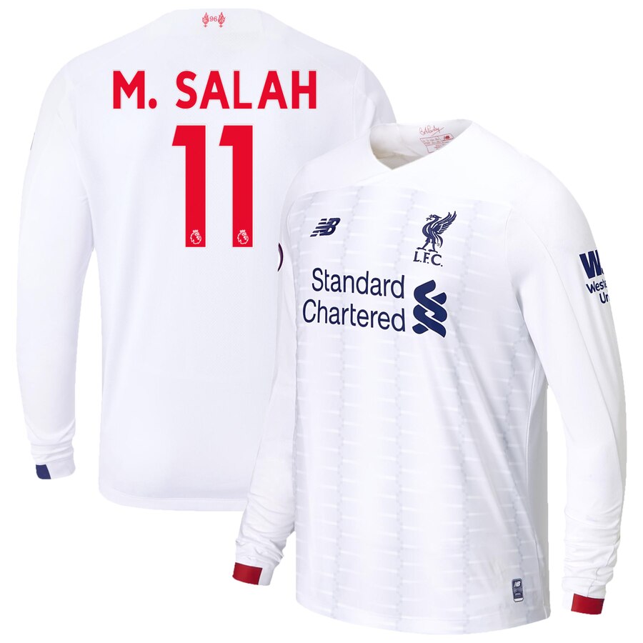 Mohamed Salah New Balance 2019/20 Away Replica Long Sleeve Player Jersey – White