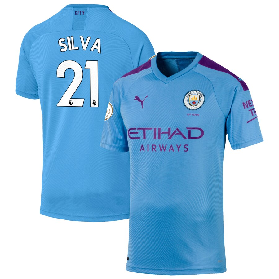 David Silva Puma 2019/20 Home Authentic Player Jersey – Light Blue