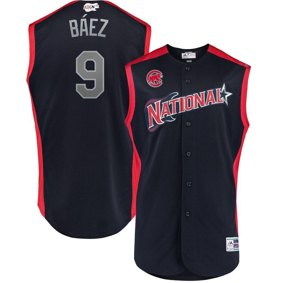 Men's National League Javier Báez Majestic Navy 2019 MLB All-Star Game Workout Player Jersey