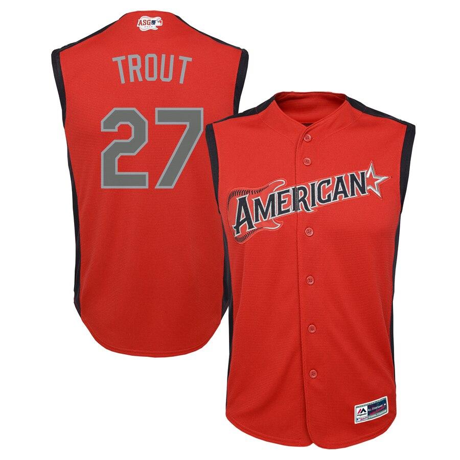 Mike Trout 27 American League Youth Red 2019 MLB All-Star Game Player Jersey