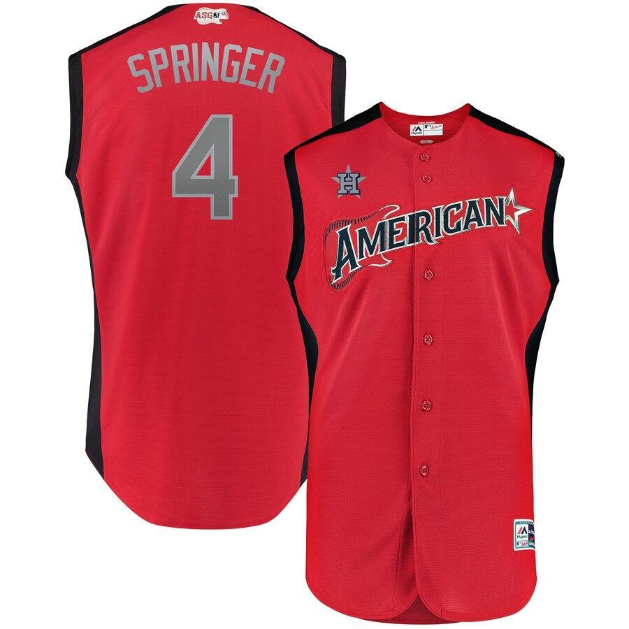 George Springer 4 American League Red 2019 MLB All-Star Game Workout Player Jersey