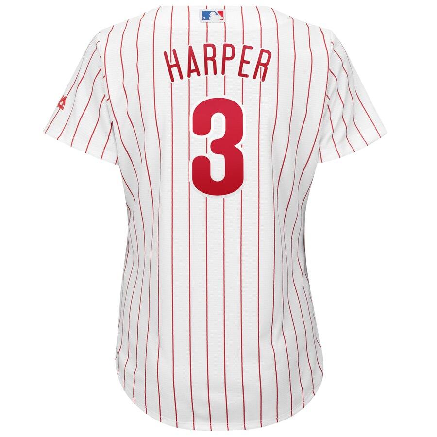Bryce Harper 3 Philadelphia Phillies Women's White/Red Home Plus Size Official Cool Base Player Jersey